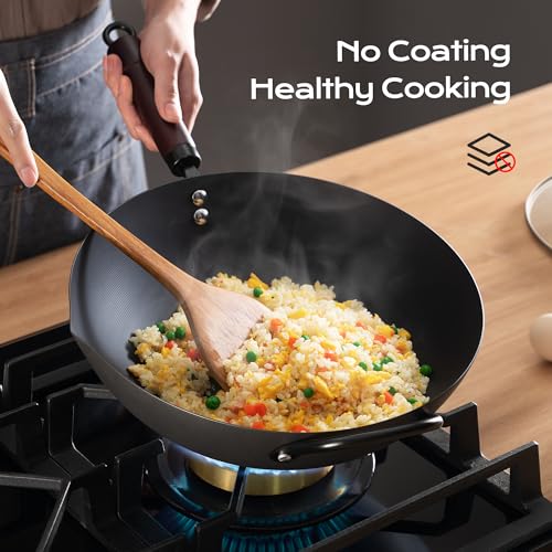 Wok 13 Inch Carbon Steel Wok Pan Set 6PCS & Stir (6 Count)