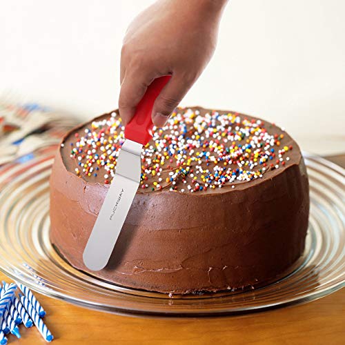 Offset Spatula set of 3 Red 6 8 & 10 Inch Cake Frosting Angled Icing Spatula for Decorating (3 Count)