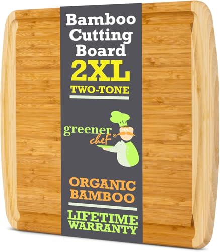 HUGE 24 Inch Bamboo Cutting Board with Lifetime Replacement