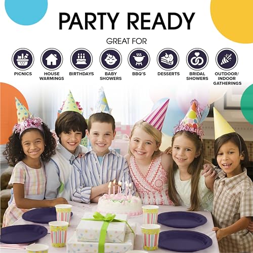 Party Solids Sturdy Navy Plastic Plates 7" Cake Plates 100 Pcs (100 Count)