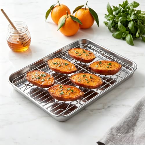 9x7 Inches Mini Stainless Steel Baking Sheet with Cooling Rack Set (5 Count)