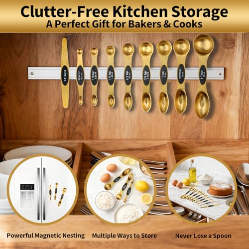 Gold Magnetic Measuring Cups & Spoons Set of 16