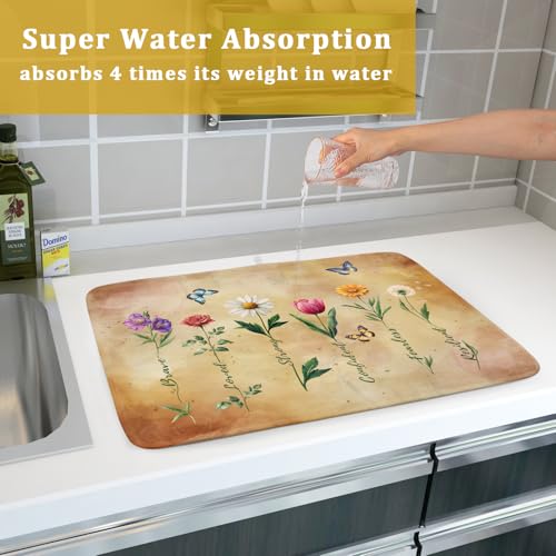 Inspirational Flower Dish Drying Mat