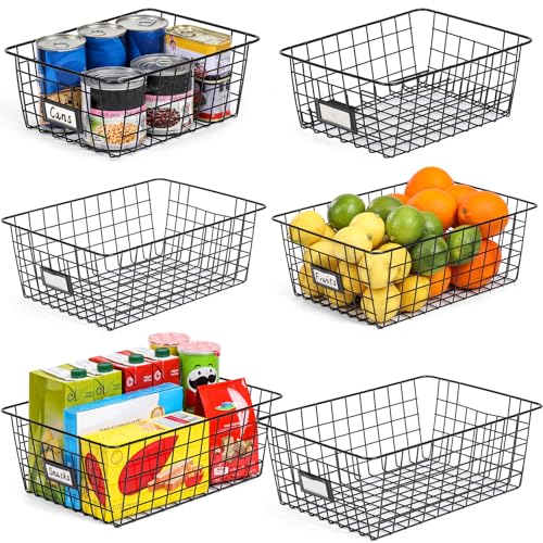 6 Pack Wire Baskets for Pantry Organization and Storage (6 Count)