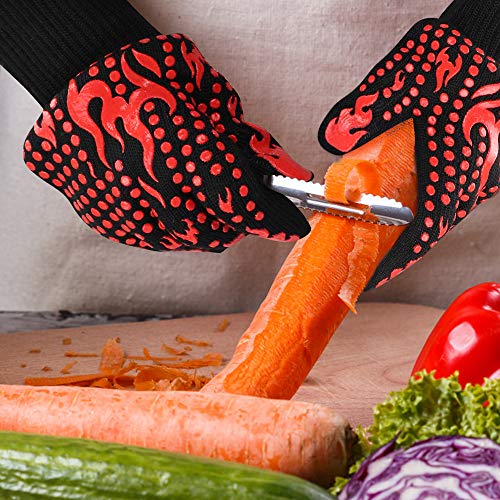 BBQ Gloves 1472 Degree F Heat Resistant Grilling Gloves Silicone Non (2 Count)