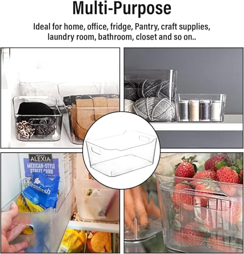 Clear Plastic Storage Bins for Kitchen Organization or Pantry Organizers and Storage (2 Count)