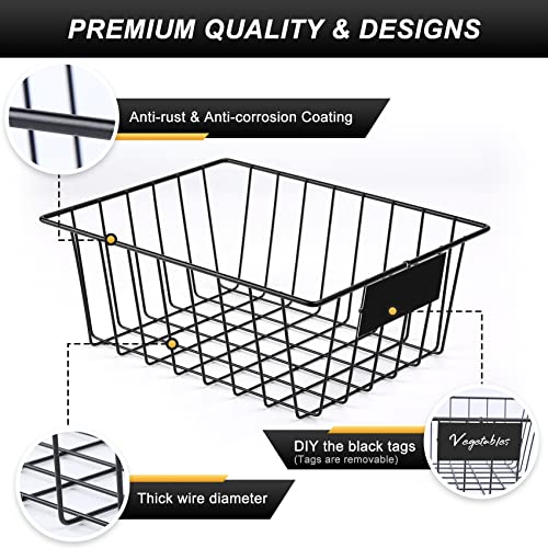 8 Pack Wire Storage Baskets for Organizing with Removable Tags (8 Count)