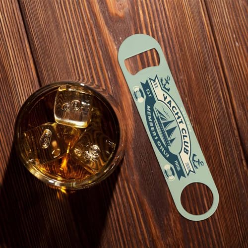 Yacht Club Sign Stainless Steel Bottle Opener Boat Ship Sailor Anchor Ocean Adventure Coast Sailboat Cruise Flat Beer Bottle Opener Keychain for Home Kitchen Bar Restaurant Party Birthday Gift