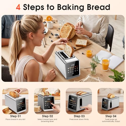 2 Slice Toaster Smart Touchscreen Wide Slot with Bagel Mode