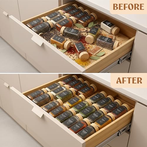 Bamboo Spice Drawer Organizer