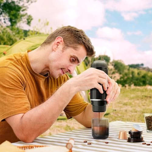 Portable Electric Espresso Coffee Maker for Ground Coffee & NS Capsule Fast Self
