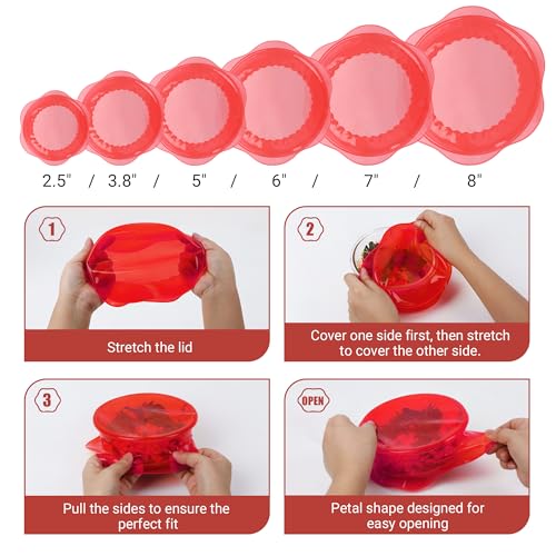 Silicone Stretch Lids for Food Storage in Fridge (6 Count)