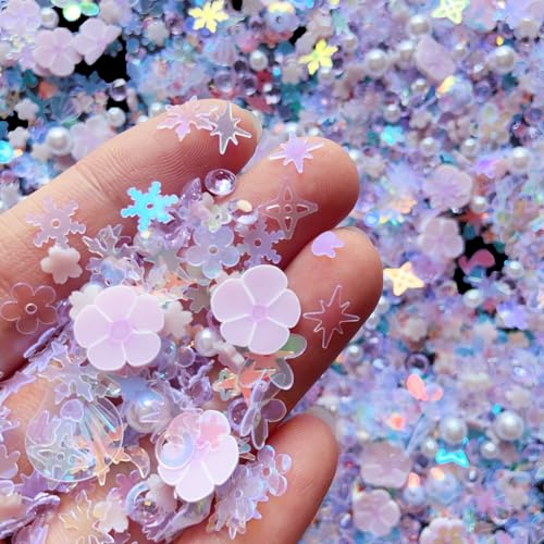 Sequins Holographic Polymer Clay Slices Nail Glitter 3D Holographic Snowflake Shell Butterfly Plum Blossom Nail Sequins Slices Polymer Clay Nail Decals for DIY Nail Decoration