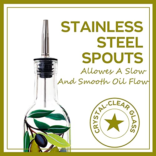 17oz Hand Painted Glass Olive Oil Bottle Dispenser