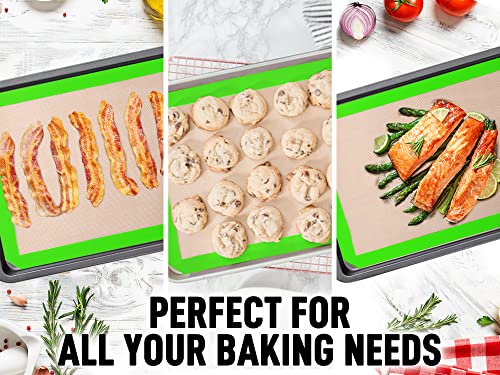 2 Pack) Silicone Baking Mat Sheet Set - Reusable Baking Mat Nonstick - Half Sheet Baking Mat For Oven - 16.5" x 11.6" (Light Green) (2 Count)