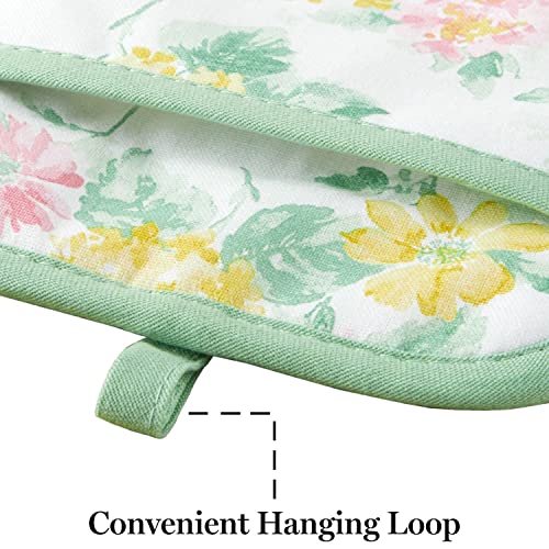 Amber Floral Oven Mitt & Pot Holder Set 2