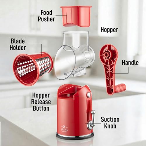 Rotary Cheese Grater Manual Hand Crank 5 Blade Shredder