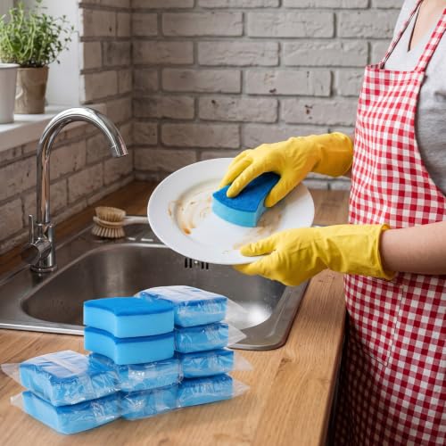 50 Pcs Individually Wrapped Sponges Uncompressed Blue (100 Count)