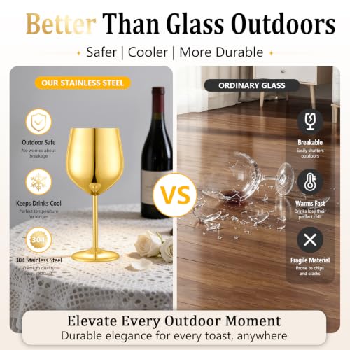 Unbreakable Stainless Steel Wine Glasses Set of 2 (2 Count)