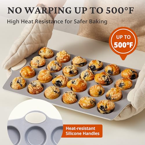 2 Pack 12 Cup and Mini 24 Cup Non Toxic Nonstick Ceramic Muffin Pan & Cupcake Tin (2 Count)