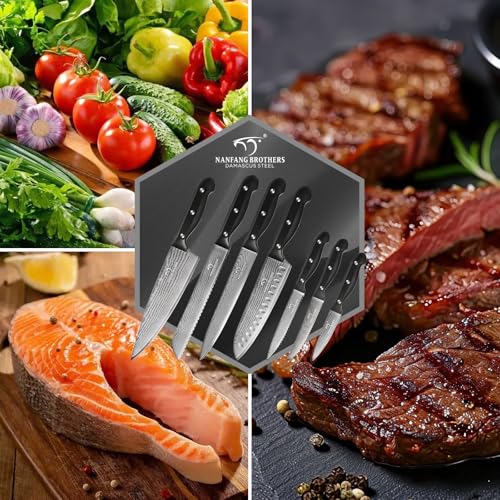15 Piece Damascus Kitchen Knife Set with Compact Block (15 Count)
