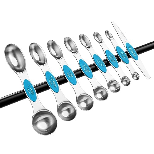 Stainless Steel 8 Magnetic Measuring Spoons for Kitchen (8 Count)