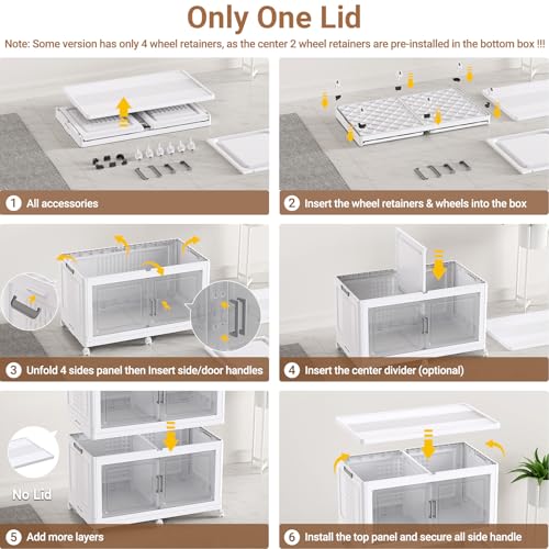 200Gal XL Stackable Storage Bins Foldable Box Cabinet for Home 4Pack White (4 Count)