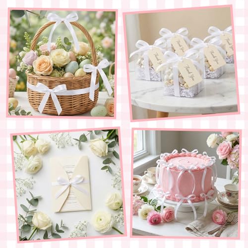 30 Pack Bow Cake Toppers White Ribbon Bows for Cake (30 Count)