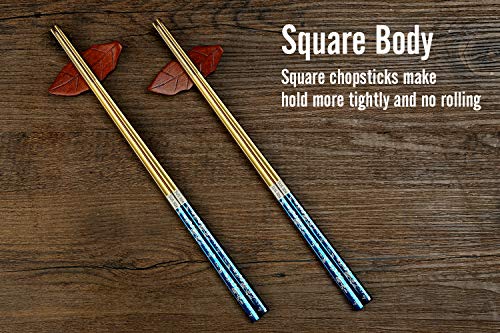 Metal Chopsticks Titanium Plated Stainless Steel Chopsticks Reusable Dishwasher safe Japanese Korean Chopstick lightweight Laser Engraved Anti