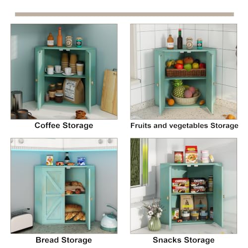 Corner Bread Box for Kitchen Counter Double Layer Bamboo Bread Storage Container Large Capacity Bread Storage Bin Farmhouse Breadbox Organizer