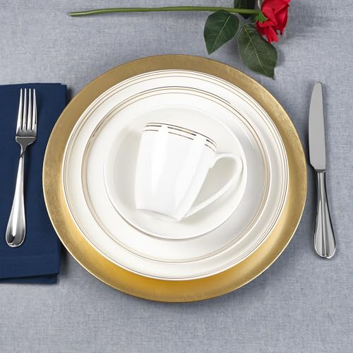 by Fitz and Floyd Nevaeh Bone China Coupe Gold Bands Dinnerware Set