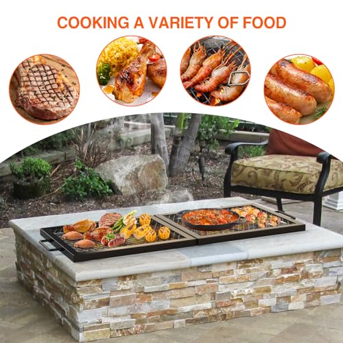 Foldable Rectangular Heavy‑Duty Steel Fire Pit Cooking Grate