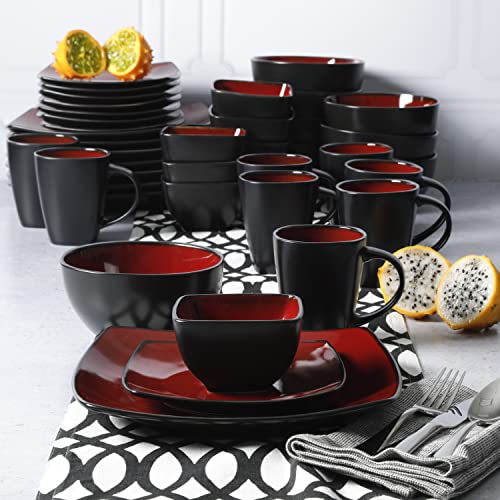 Soho Lounge Square Reactive Glaze Stoneware Dinnerware Set