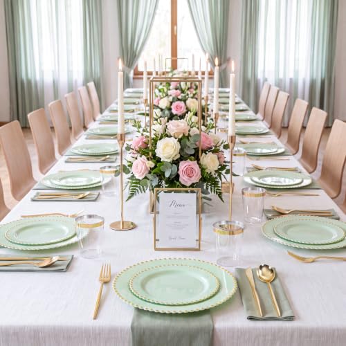 180Pcs Sage Green Plastic Plates for Wedding Party Supplies