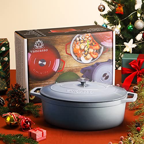 9.3 Qt Oval Enameled Cast Iron Dutch Oven with Lid