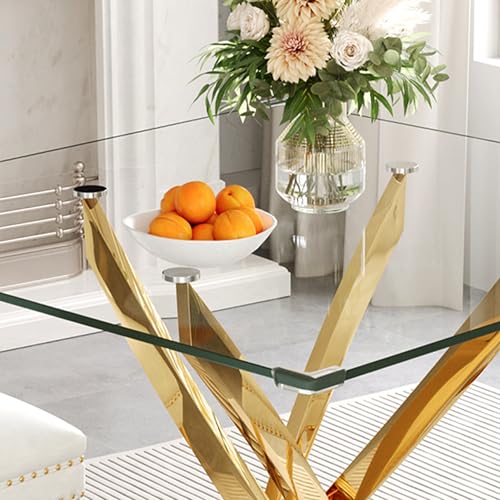 Square Glass Dining Table for 4