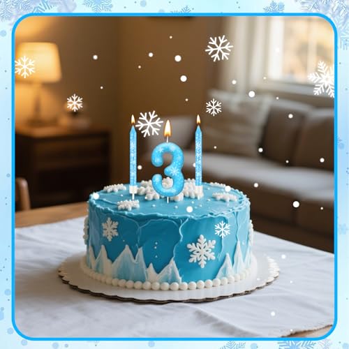 13PCS Snowflake Themed Birthday Candles Number 3 Set (13 Count)