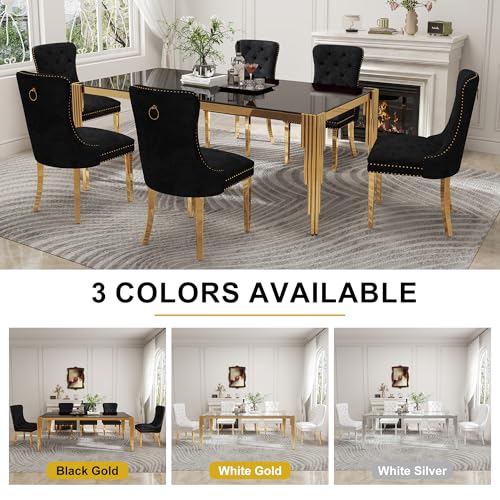 78'' Modern Glass Dining Table for 6