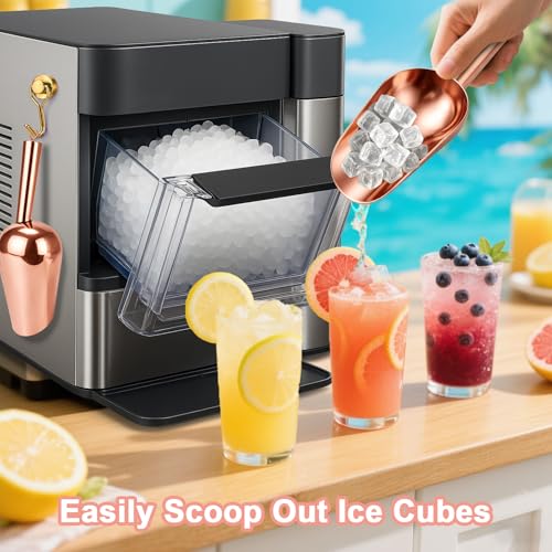 Stainless Steel Ice Scoop for Freezer with Magnetic Hook & Ice Tongs