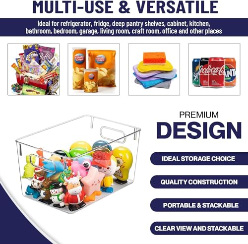 Clear Plastic Storage Bins (6 Count)