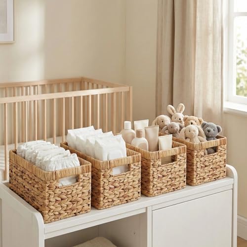 Wicker Storage Baskets for Shelves (4 Count)