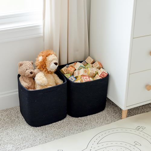Storage Cubes 11 Inch Cotton Rope Woven Baskets for Organizing (3 Count)