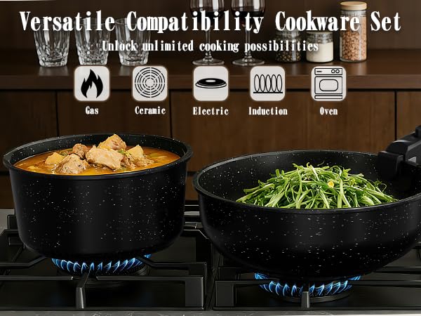 21Pcs Pots and Pans Set Non Stick