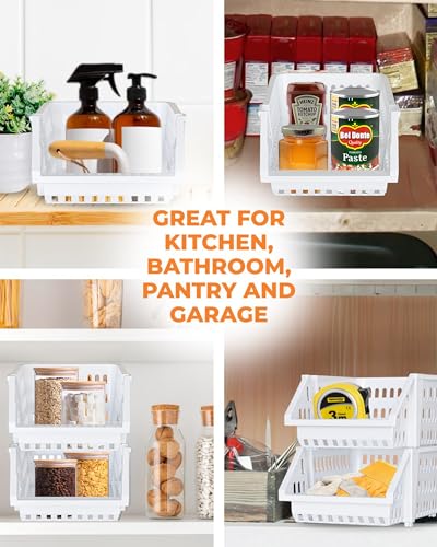Small Stackable Storage Bins Open Front for Pantry Storage (8 Count)
