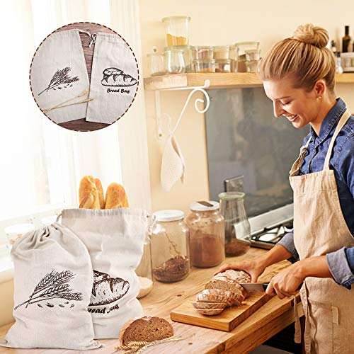 4 Pcs Linen Bread Bags for Homemade Bread Container (4 Count)