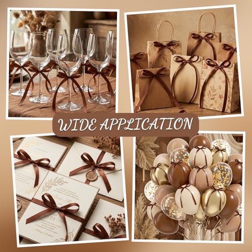30 Pack Brown Bow Cake Toppers Brown Ribbon Bows for Cake (30 Count)