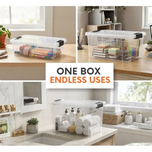 6.6 Quart Clear Plastic Storage Boxes with Lids (3 Count)