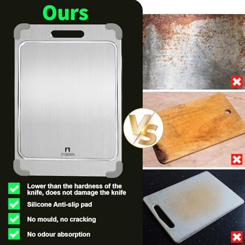 15*11" Pure Titanium Cutting Board with Groove and Silicone Corner