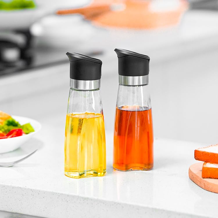 Premium Glass Olive Oil and Vinegar Dispenser Bottles Set