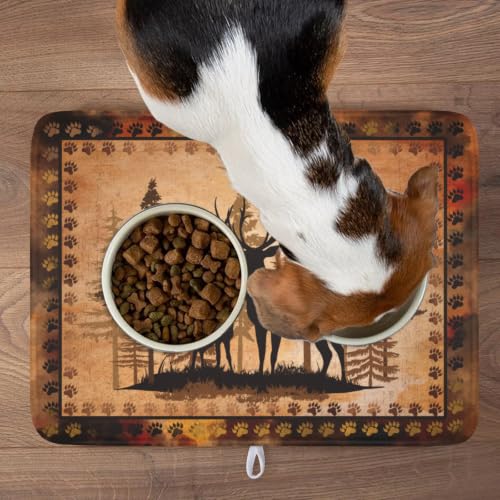 Forest Deer Dish Drying Mat Wildlife Animal Dishes Pad 18"x24" Microfiber Absorbent Fast Dry Drainer Rack Mats for Kitchen Countertop Decor